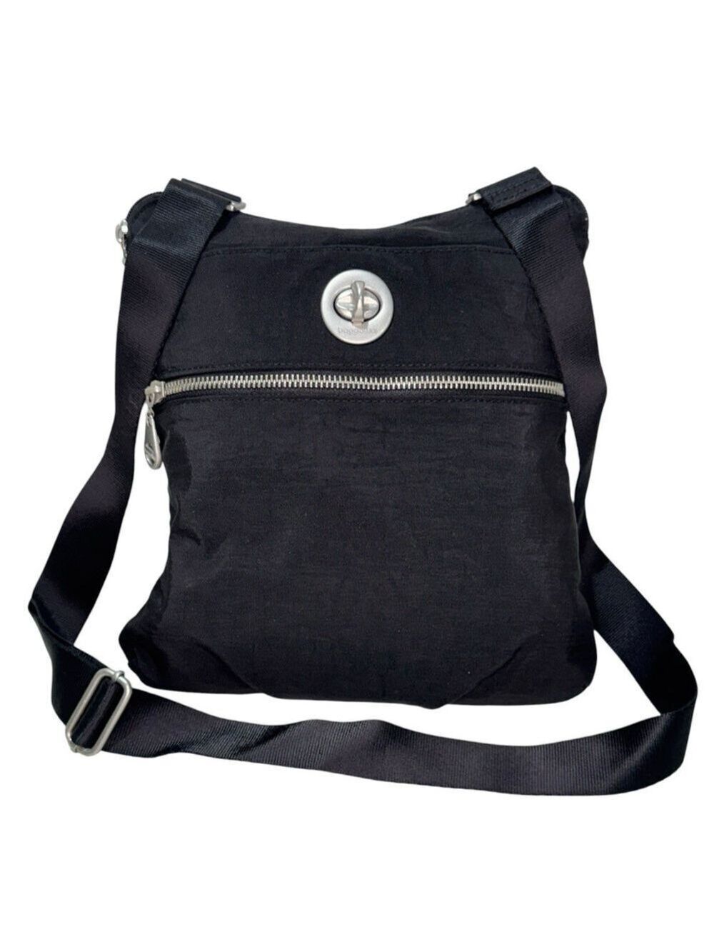 Baggallini Hanover Crossbody Bag Black Nylon Purse Shoulder Strap Turn Lock